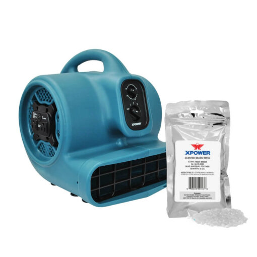 XPOWER P-450AT Scented Air Mover with Timer, Power Outlets & 8 oz Aroma Beads Refill - Fresh Breez