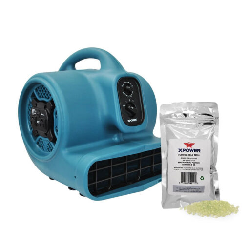 XPOWER P-450AT Scented Air Mover with Timer, Power Outlets & 8 oz Aroma Beads Refill - Grapefruit