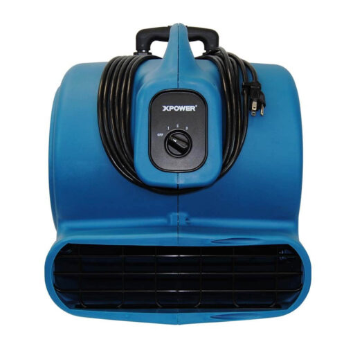 XPOWER P-800H 3/4 HP Air Mover, Carpet Dryer, Floor Fan, Blower with Handle & Wheels - Front View