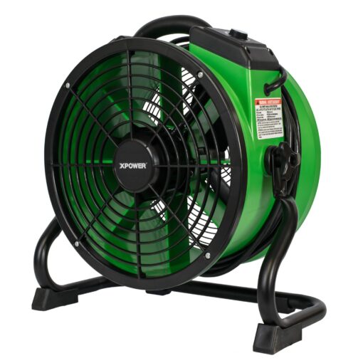 XPOWER X-34AR 1/4 HP Sealed Motor Variable Speed Industrial Axial Fan with Power Outlets - Green