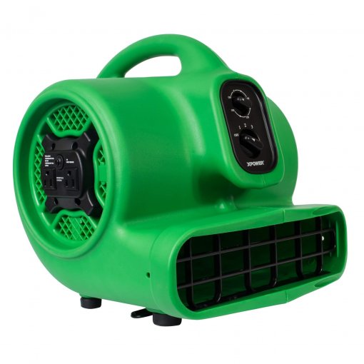 XPOWER P-430AT 1/3 HP Air Mover, Carpet Dryer, Floor Fan, Blower with Timer & Power Outlets - Air Chaser Exclusive