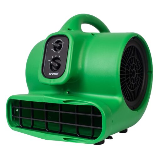 XPOWER P-430AT 1/3 HP Air Mover, Carpet Dryer, Floor Fan, Blower with Timer & Power Outlets - Air Chaser Exclusive