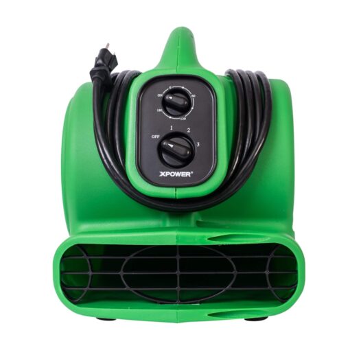 XPOWER P-230AT 1/5 HP Mini Air Mover with Timer & Power Outlets